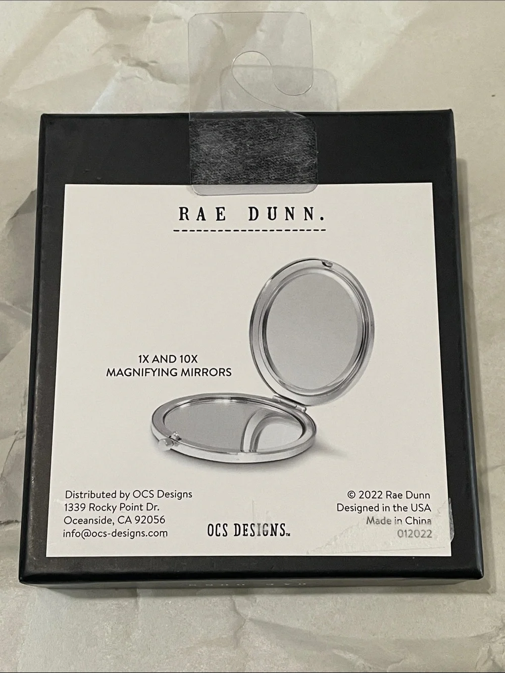 Rae Dunn Compact Mirror with Pink 'MAMA BEAR' Text and Black Paw